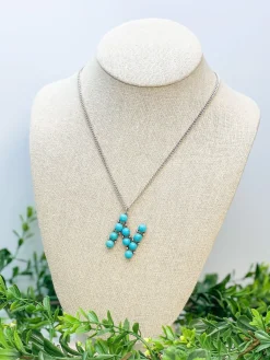 Turquoise Semi-Precious Initial Pendant Necklaces