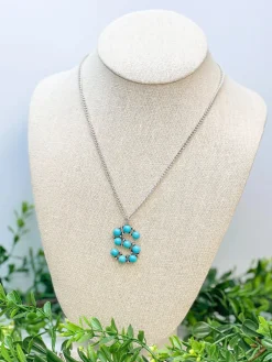 Turquoise Semi-Precious Initial Pendant Necklaces