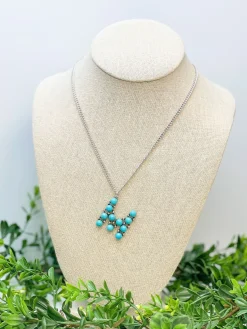 Turquoise Semi-Precious Initial Pendant Necklaces