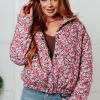 Wish Me Well Floral Printed Puffer Jacket in Cream Multi