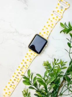 Yellow Chick Printed Silicone Smart Watch Band - One Size
