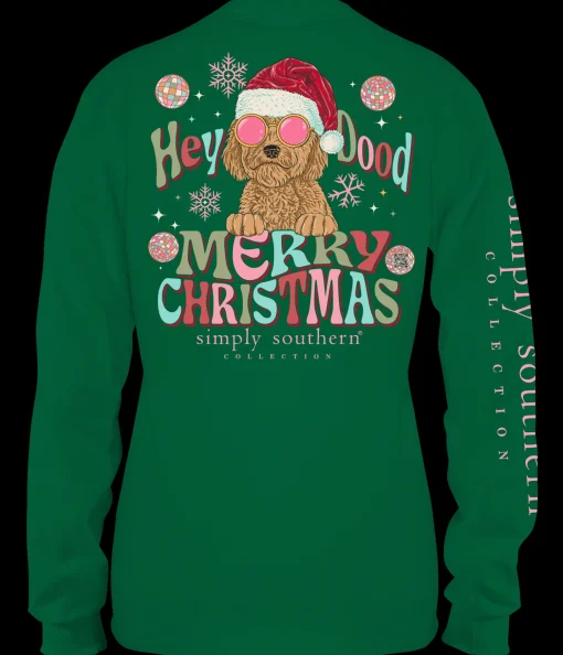 Youth 'Hey Dood' Christmas Pup Long Sleeve Tee by Simply Southern