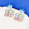 '15' Birthday Balloon Dangle Earrings - Blue