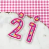 '21' Birthday Beaded Dangle Earrings