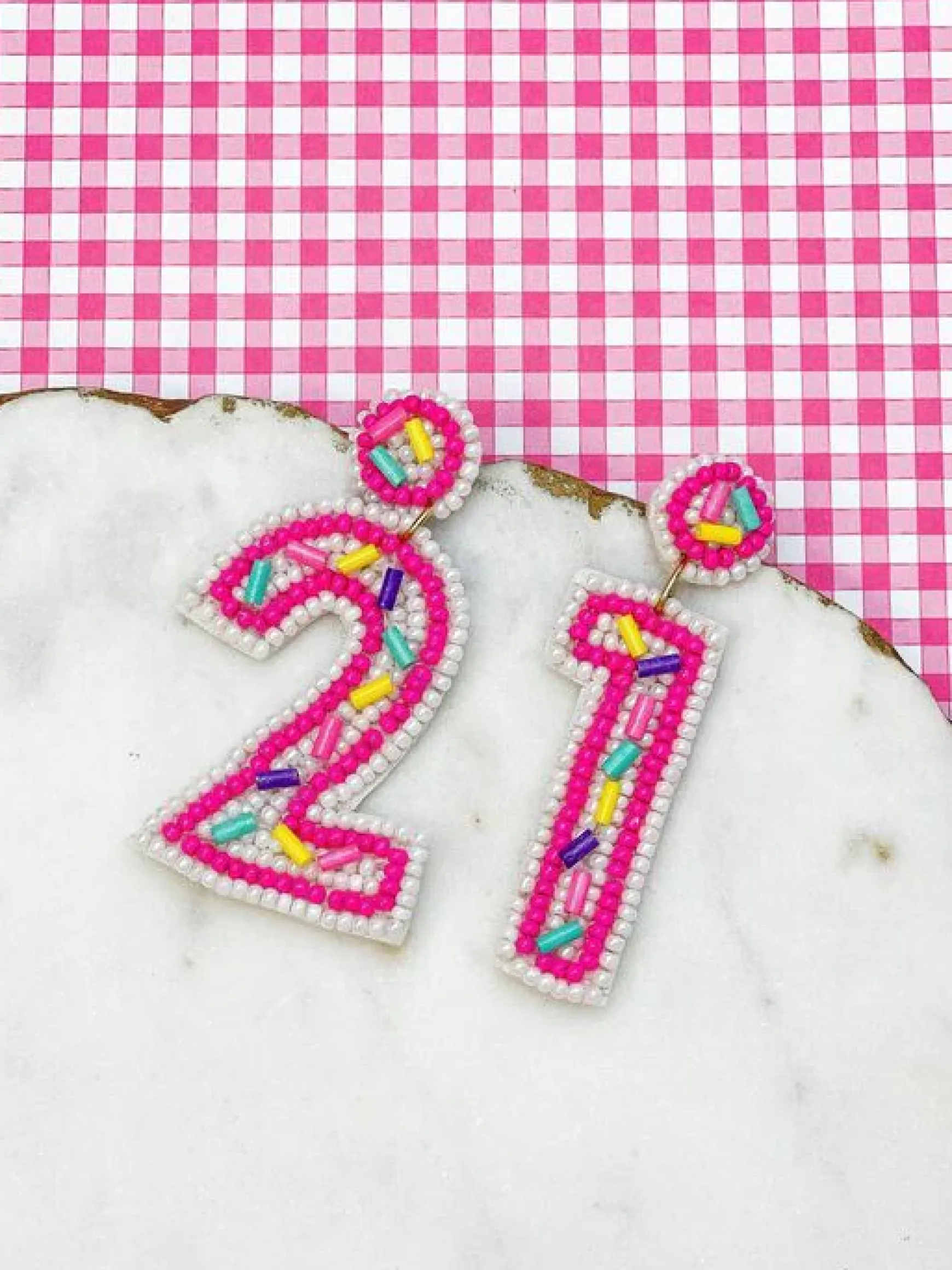 '21' Birthday Beaded Dangle Earrings