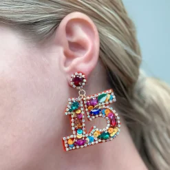 '15' Birthday Celebration Rhinestone Drop Earrings