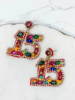 '15' Birthday Celebration Rhinestone Drop Earrings