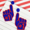 #1 Go Team Foam Finger Beaded Dangle Earrings - Blue & Red