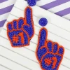 #1 Go Team Foam Finger Beaded Dangle Earrings - Purple & Orange