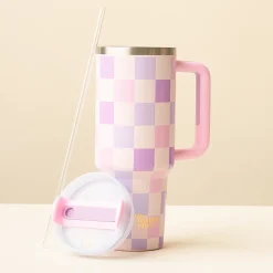 40 oz Take Me Everywhere Tumbler - Checker Purple