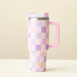 40 oz Take Me Everywhere Tumbler - Checker Purple