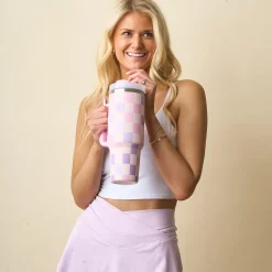 40 oz Take Me Everywhere Tumbler - Checker Purple