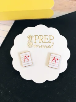'A+' Teacher Signature Enamel Studs by Prep Obsessed