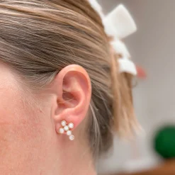 Abalone Shell Cross Stud Earrings