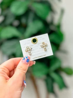 Abalone Shell Cross Stud Earrings