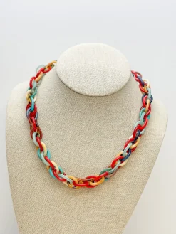 Acetate Linked Necklace - Tortoise Multi