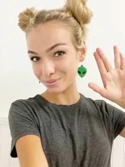 Acrylic Alien Dangle Earrings
