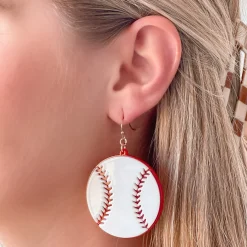 Acrylic Baseball Dangle Earrings
