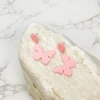 Acrylic Butterfly Dangle Earrings - Pink