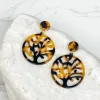 Acrylic Filigree Tree of Life Dangle Earrings - Tortoise