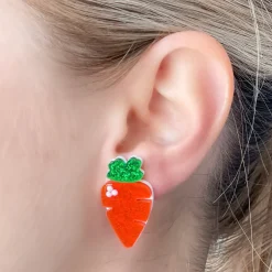Acrylic Glitter Carrot Stud Earrings