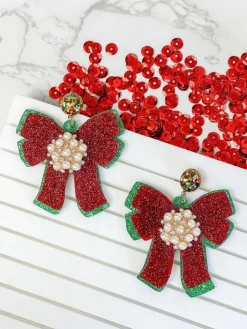 Acrylic Glitter Ribbon Statement Earrings