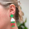Acrylic Hot Coco Dangle Earrings - Green