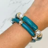 Acrylic Pearl Tube Bracelet Set - Teal