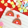 Acrylic Rainbow Heart Dangle Earrings