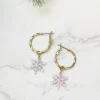 Acrylic Snowflake Dangle Hoop Earrings