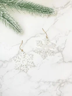 Acrylic Snowflake Dangle Earrings