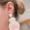 Acrylic 'Team Bride' Ring Dangle Earrings