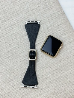 Adjustable Leather Smart Watch Band - Black