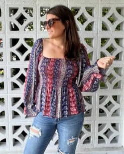 Afternoon Tea Smocked Long Sleeve Blouse