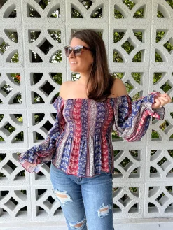 Afternoon Tea Smocked Long Sleeve Blouse