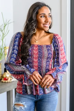 Afternoon Tea Smocked Long Sleeve Blouse