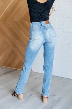 Aiden High Rise Patch Pocket Distressed Boyfriend Jeans by Judy Blue