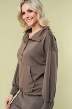 Air Scuba Long Sleeve Snap Pullover by White Birch - Olive