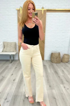 Alice High Rise Over Dyed 90's Straight Jeans in Light Khaki by Judy Blue