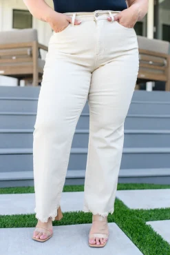 Alice High Rise Over Dyed 90's Straight Jeans in Light Khaki by Judy Blue