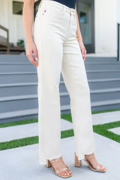 Alice High Rise Over Dyed 90's Straight Jeans in Light Khaki by Judy Blue