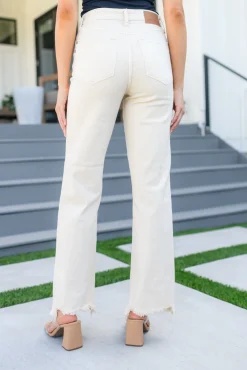 Alice High Rise Over Dyed 90's Straight Jeans in Light Khaki by Judy Blue