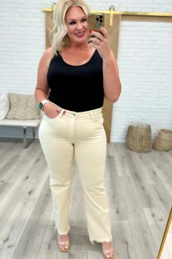 Alice High Rise Over Dyed 90's Straight Jeans in Light Khaki by Judy Blue