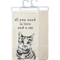 'All You Need Is Love And A Cat' Dish Towel