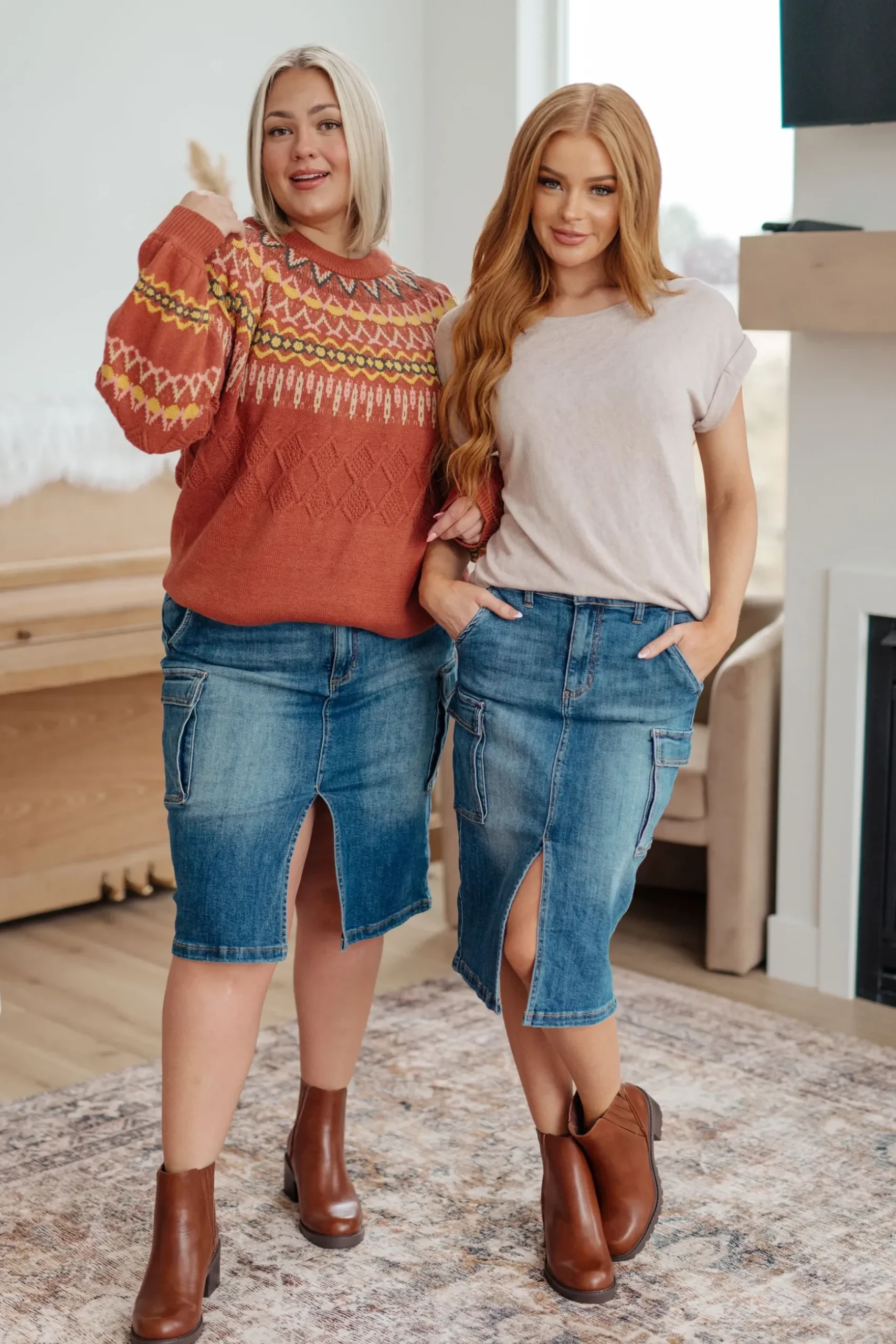 Always Be There Cargo Denim Skirt