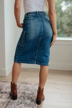 Always Be There Cargo Denim Skirt