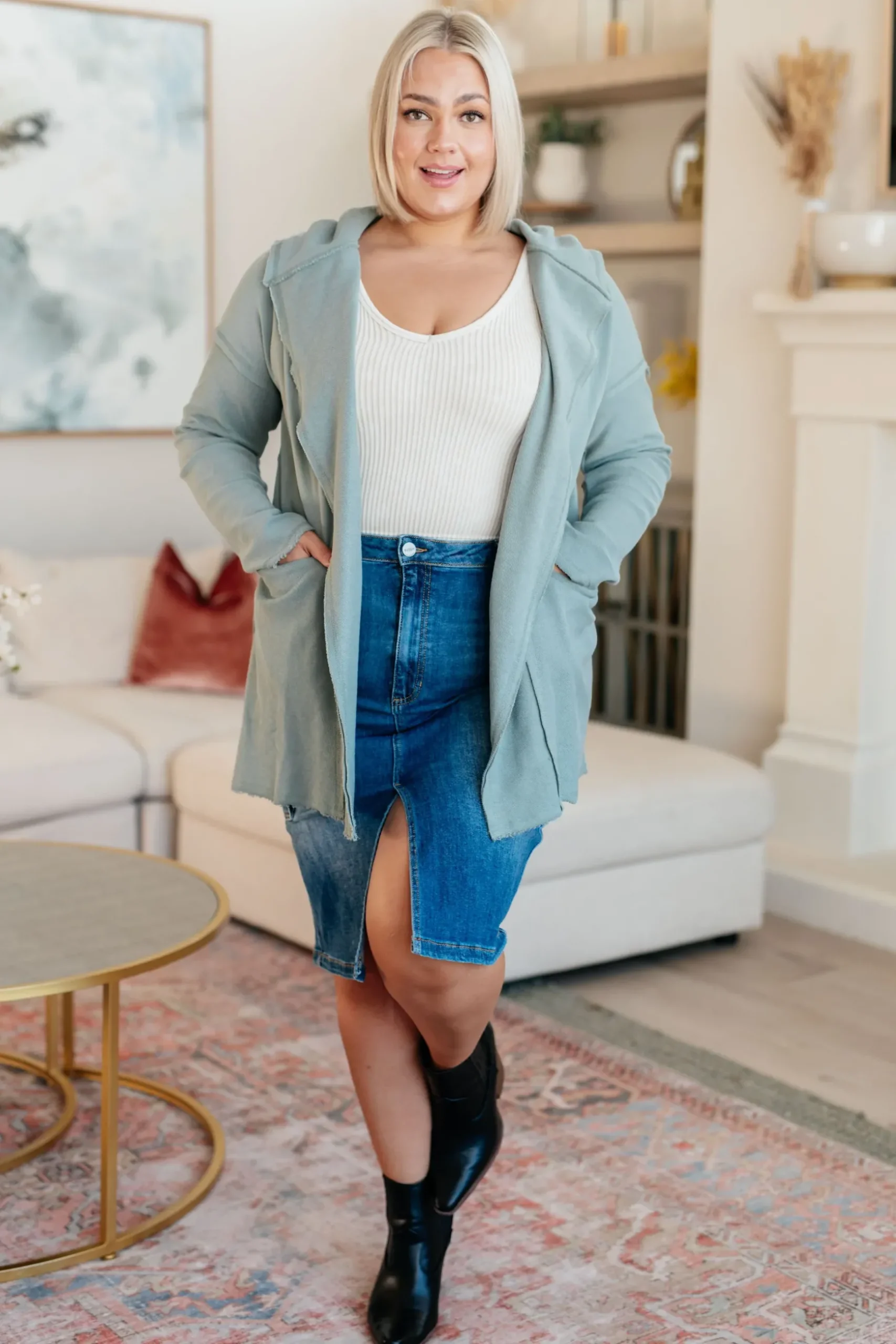 Always Be There Cargo Denim Skirt