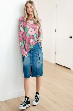 Always Be There Cargo Denim Skirt