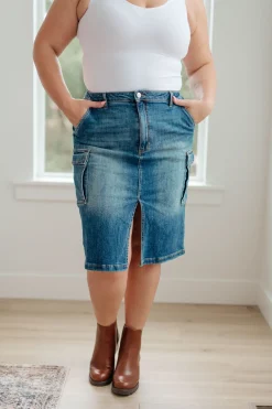 Always Be There Cargo Denim Skirt
