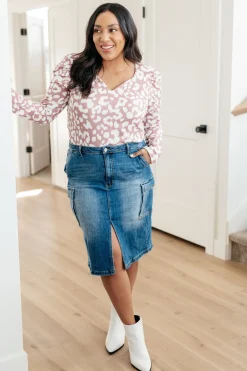 Always Be There Cargo Denim Skirt